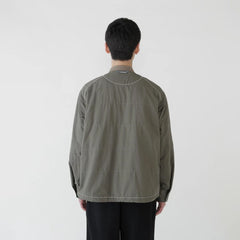 And Wander C/N Octa Collarless Shirt Jacket Light Khaki