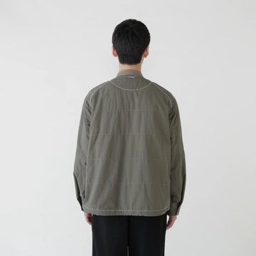 And Wander C/N Octa Collarless Shirt Jacket Light Khaki