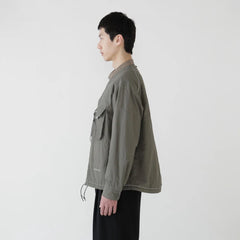 And Wander C/N Octa Collarless Shirt Jacket Light Khaki
