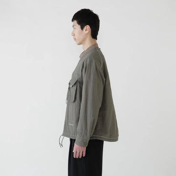 And Wander C/N Octa Collarless Shirt Jacket Light Khaki