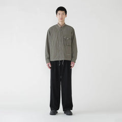 And Wander C/N Octa Collarless Shirt Jacket Light Khaki