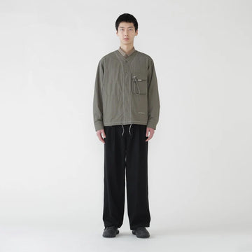 And Wander C/N Octa Collarless Shirt Jacket Light Khaki