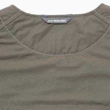 And Wander C/N Octa Collarless Shirt Jacket Light Khaki
