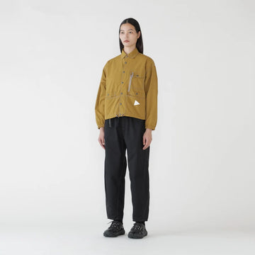 And Wander Crinkled Nylon Shirt Jacket Camel