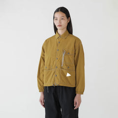 And Wander Crinkled Nylon Shirt Jacket Camel