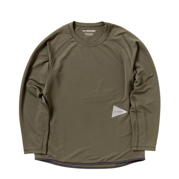 And Wander Dry Jersey Raglan L/S T-Shirt Khaki