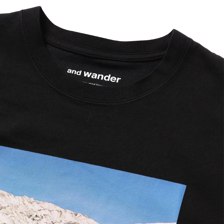 And Wander Gracier Printed T-Shirt Black - Parasol Store
