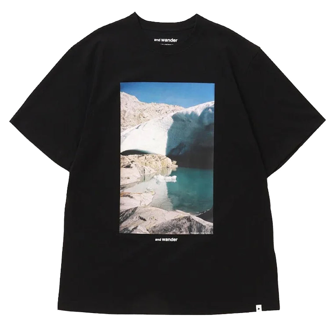 And Wander Gracier Printed T-Shirt Black - Parasol Store