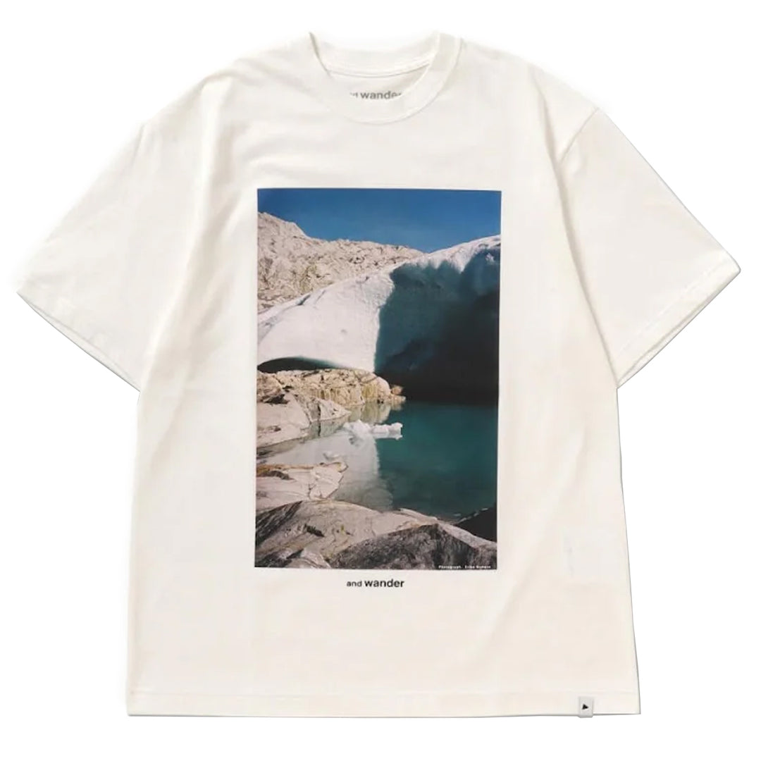 And Wander Gracier Printed T-Shirt White - Parasol Store