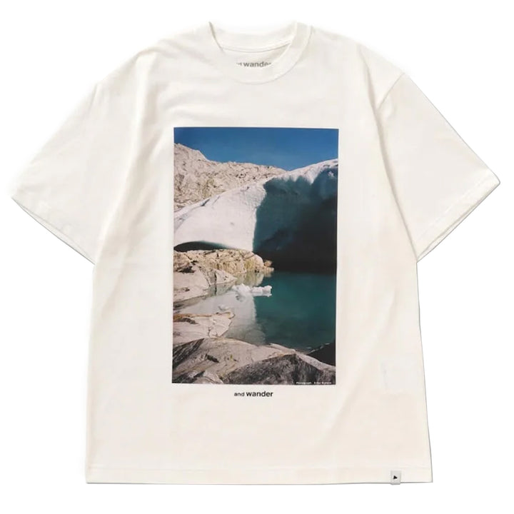 And Wander Gracier Printed T-Shirt White - Parasol Store