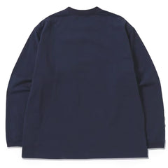 And Wander Heavy Cotton Pocket L/S Tee Navy - Parasol Store