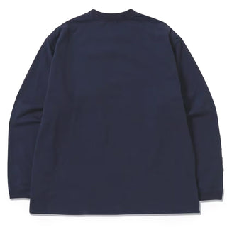 And Wander Heavy Cotton Pocket L/S Tee Navy - Parasol Store