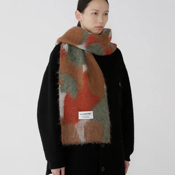 And Wander Mix Color Shaggy Knit Stole Brown Mix