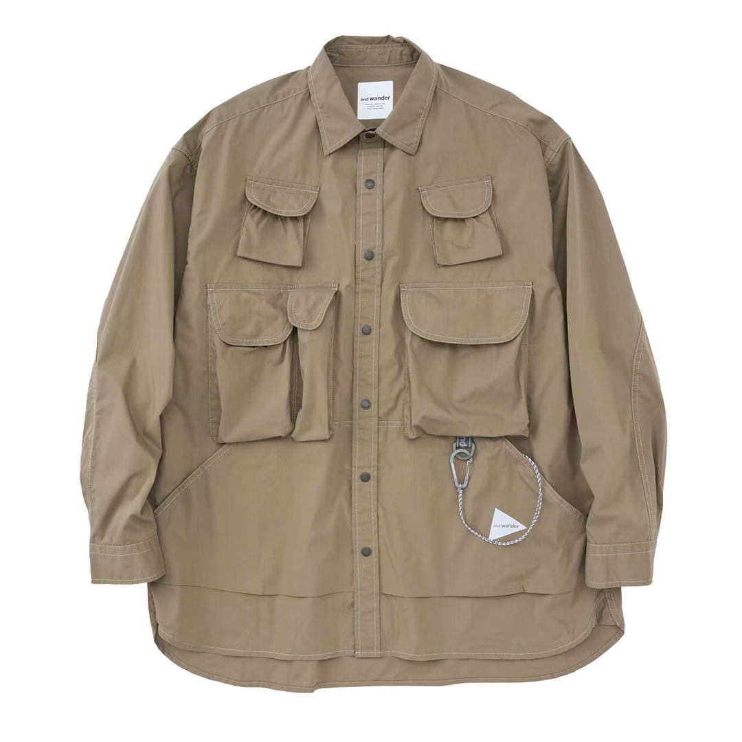 And Wander Multi Pocket Shirt Dark Beige - Parasol Store
