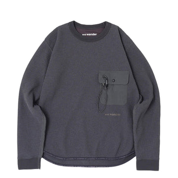 And Wander PE Waffle L/S T-Shirt Grey