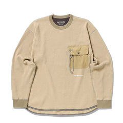 And Wander Pe Waffle Long Sleeve T Beige - Parasol Store