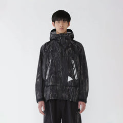 And Wander Printed Rain Jacket Black - Parasol Store
