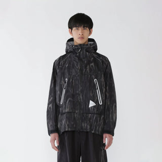 And Wander Printed Rain Jacket Black