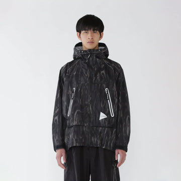 And Wander Printed Rain Jacket Black