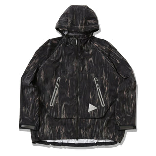 And Wander Printed Rain Jacket Black