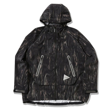 And Wander Printed Rain Jacket Black