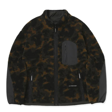 And Wander Reversible Boa Jacket Brown