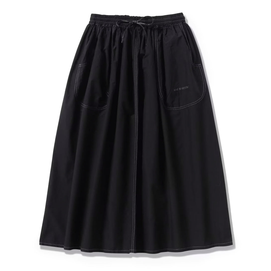 And Wander Womens C/N Rip Skirt Black - Parasol Store