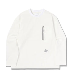 And Wander Womens Hybrid Warm Pocket L/S T-Shirt White - Parasol Store