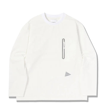 And Wander Womens Hybrid Warm Pocket L/S T-Shirt White