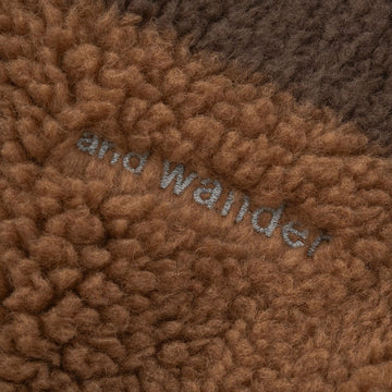 And Wander Womens Mix Boa Jacket Brown - Parasol Store