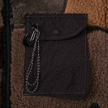 And Wander Womens Mix Boa Jacket Brown - Parasol Store