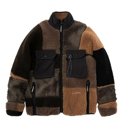 And Wander Womens Mix Boa Jacket Brown - Parasol Store