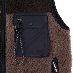 And Wander Womens Mix Boa Vest Brown - Parasol Store
