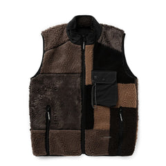 And Wander Womens Mix Boa Vest Brown - Parasol Store