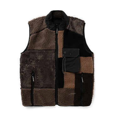 And Wander Womens Mix Boa Vest Brown
