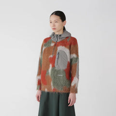 And Wander Womens Mix Color Shaggy Knit Hoodie Brown Mix - Parasol Store
