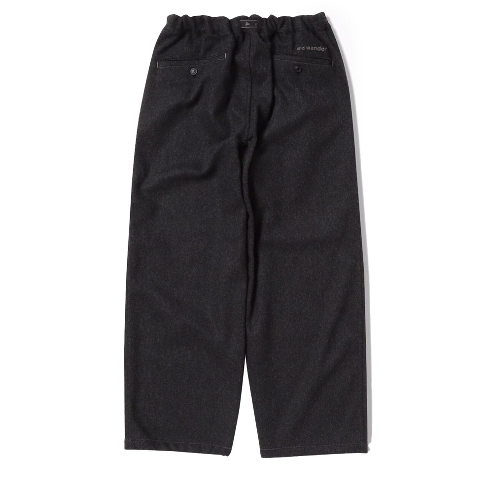 And Wander Womens Rewool Tweed Wide Pants Dark Gray - Parasol Store