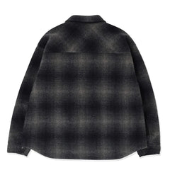 And Wander Wool Shaggy Check Zip Jacket Charcoal