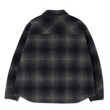 And Wander Wool Shaggy Check Zip Jacket Charcoal