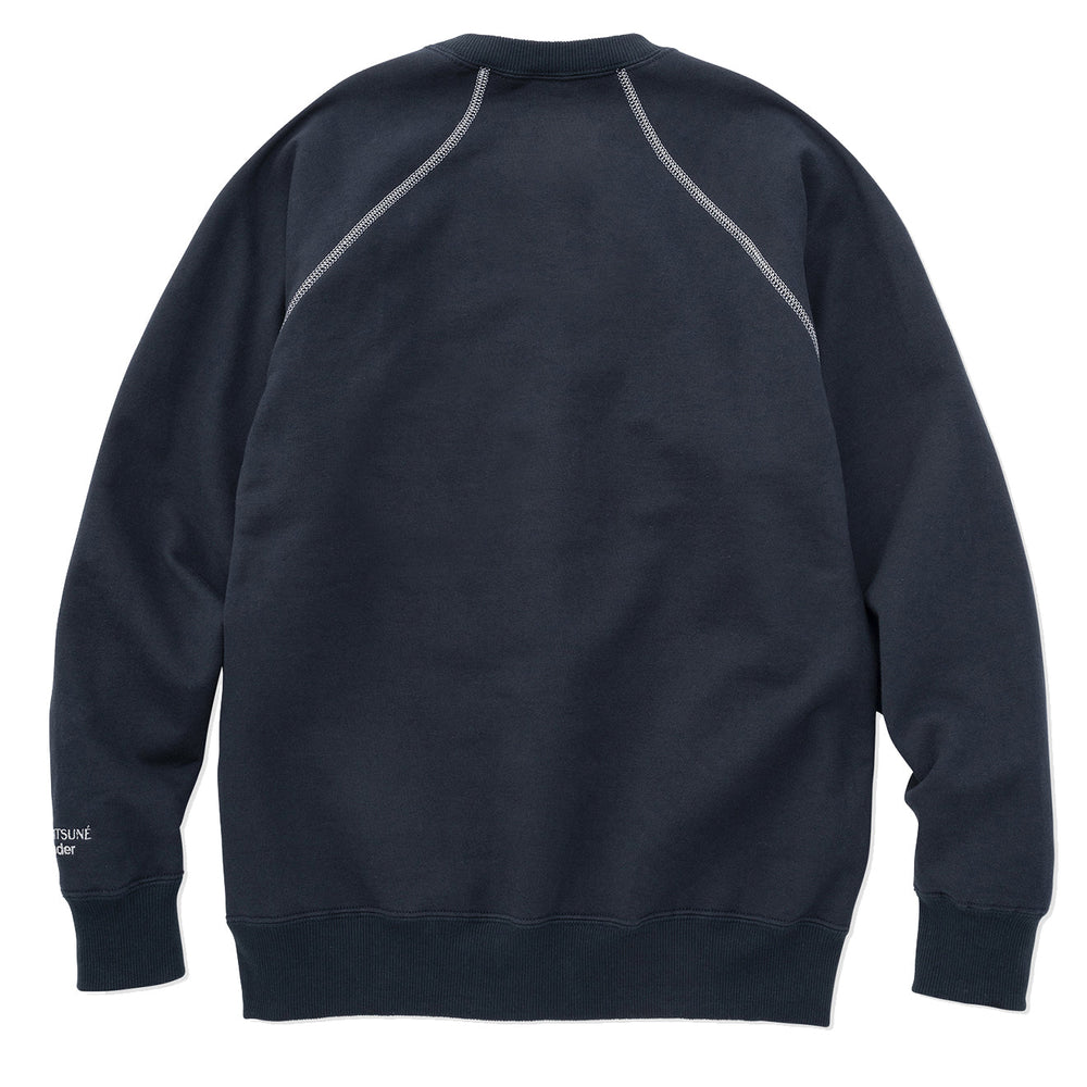 And Wander x Maison Kitsune Cotton Sweatshirt Navy - Parasol Store