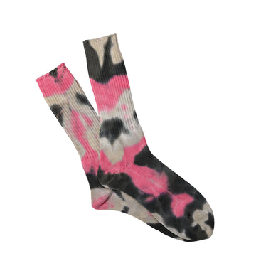 Anonymous Ism Uneven Dyed Crew Sock Pink - Parasol Store