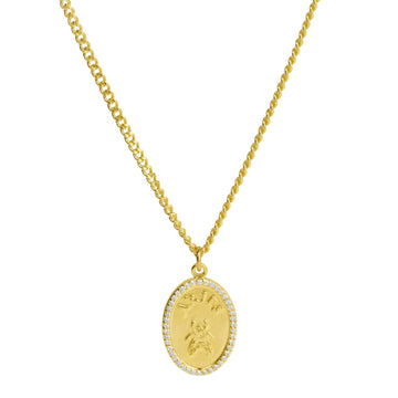 Aries Chain Necklace With Fly Paved Pendants Gold
