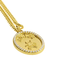 Aries Chain Necklace With Fly Paved Pendants Gold