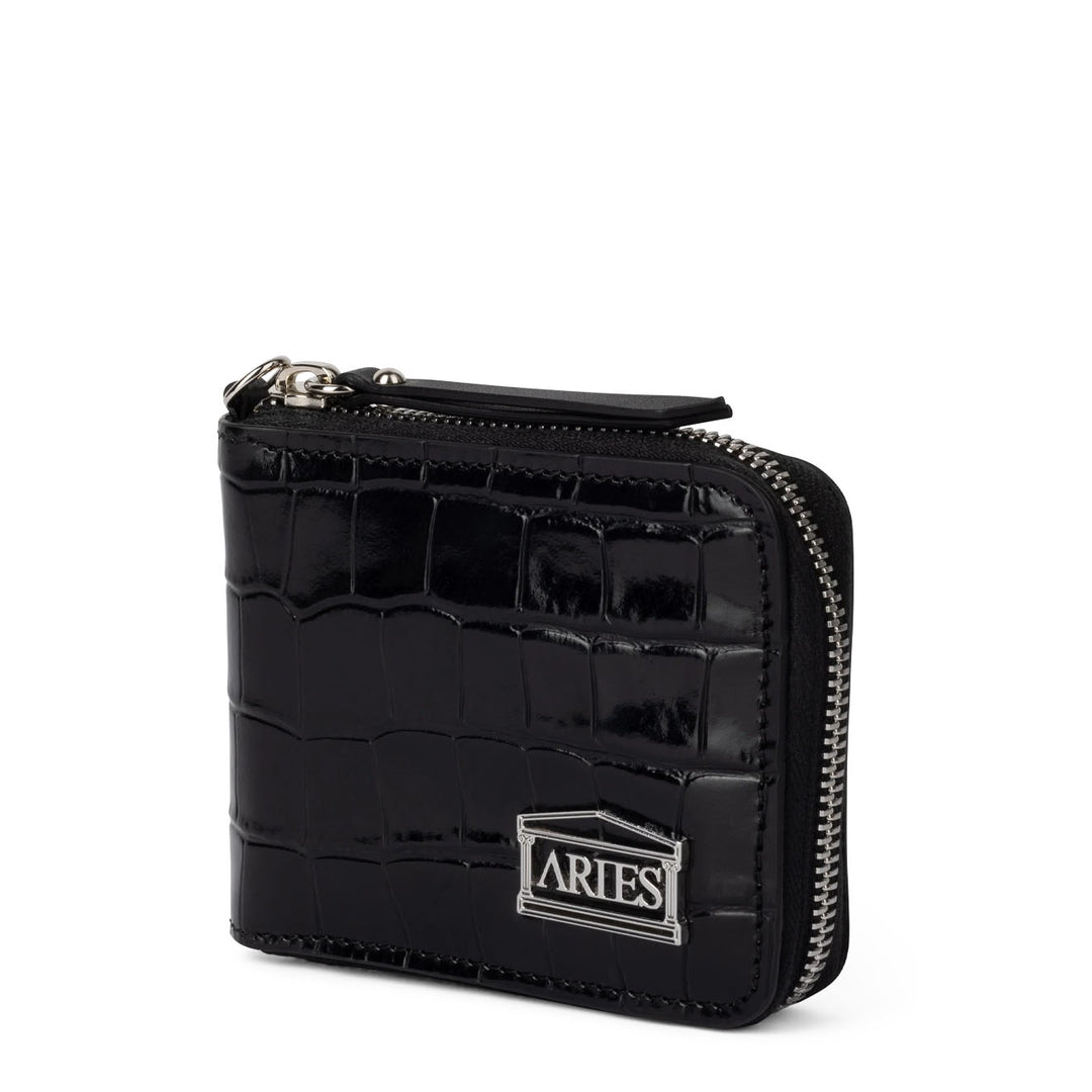 Aries Croc Studded Bobby Wallet Black - Parasol Store