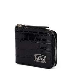 Aries Croc Studded Bobby Wallet Black - Parasol Store