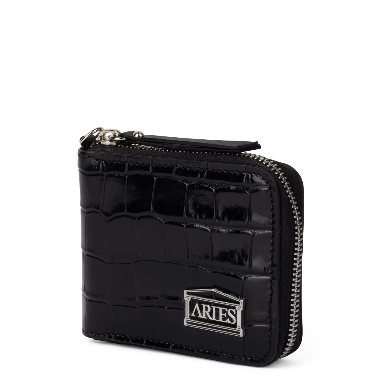 Aries Croc Studded Bobby Wallet Black - Parasol Store