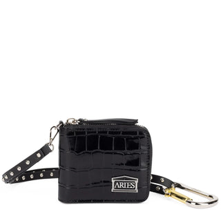Aries Croc Studded Bobby Wallet Black - Parasol Store