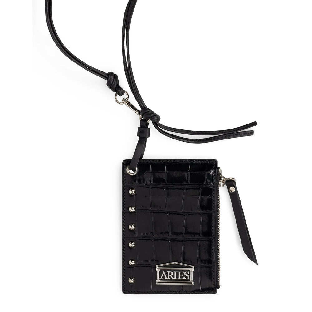Aries Croc Studded Card Holder Black - Parasol Store