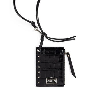 Aries Croc Studded Card Holder Black - Parasol Store