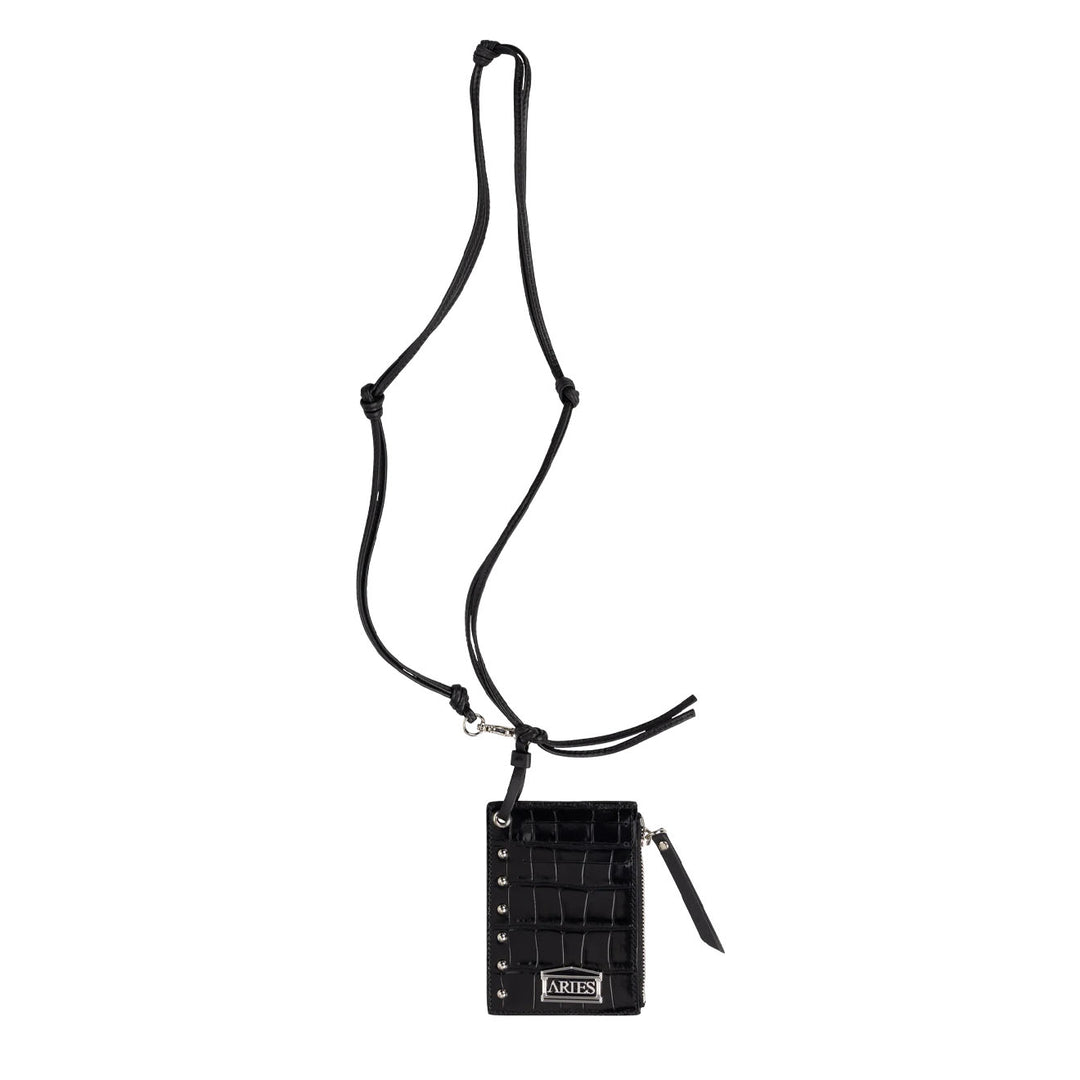 Aries Croc Studded Card Holder Black - Parasol Store